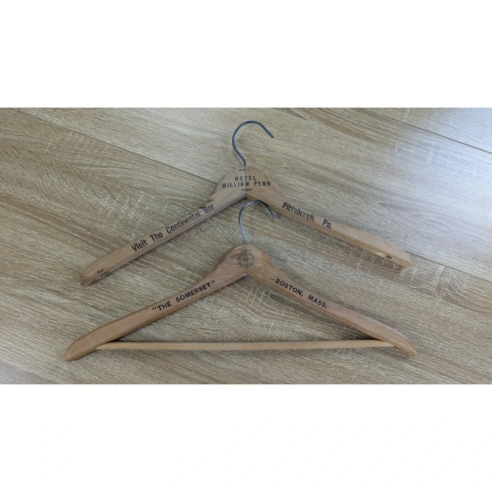 Vintage Wood Clothing Hanger SOMERSET Boston Continental Bar
